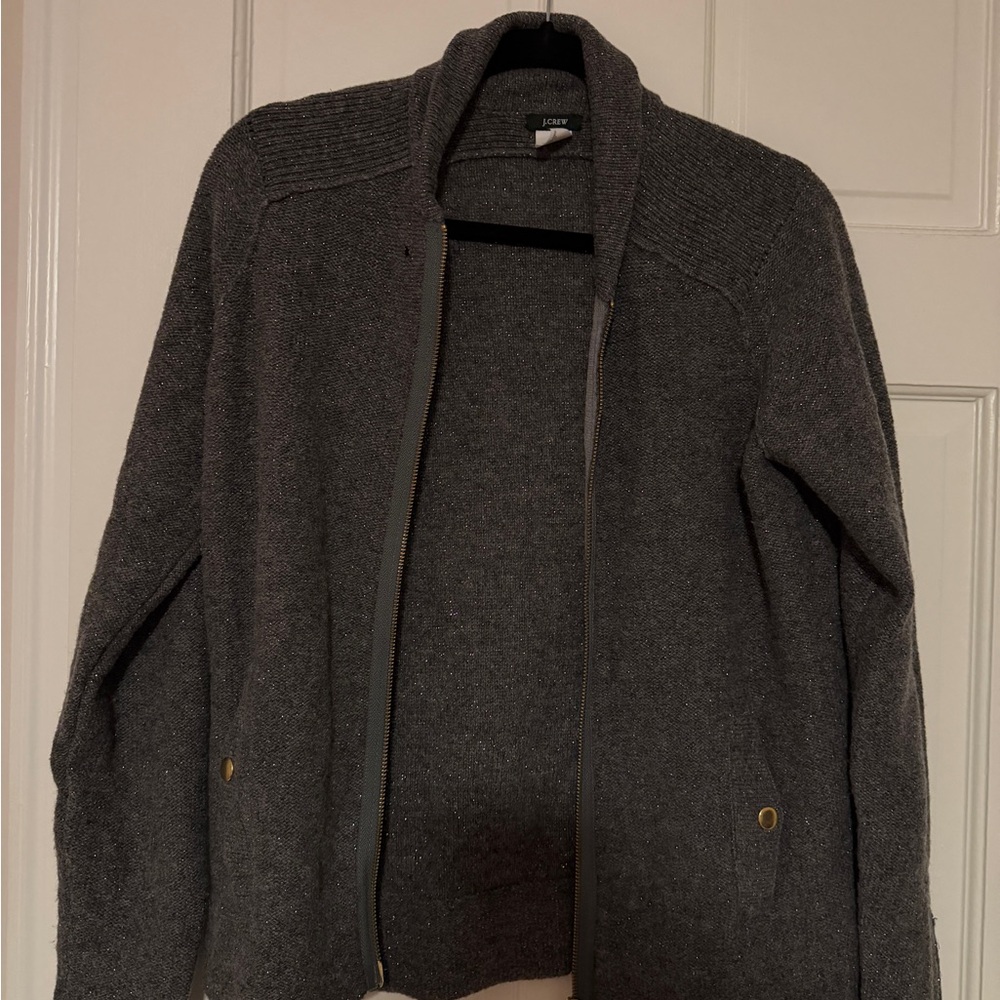 J. Crew Merino Wool Women's Gray Sweater Jacket